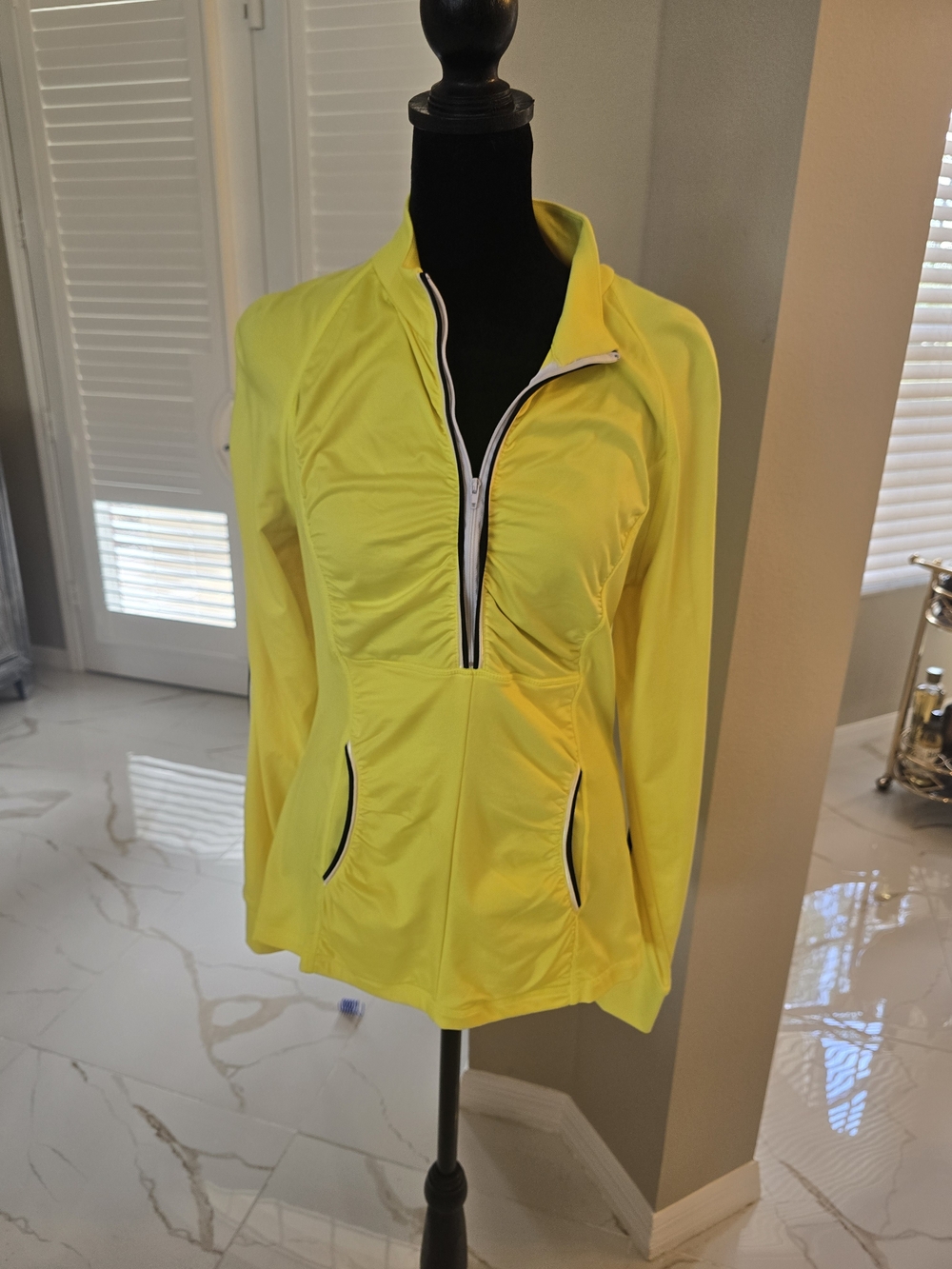 Boston Proper Neon Yellow Half-Zip Utility Jacket